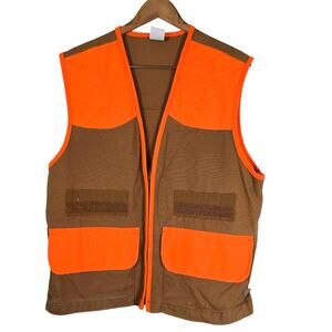 Walls Hunting Vest Men's L Brown Orange Canvas Bird Game Pocket Hunter Utility